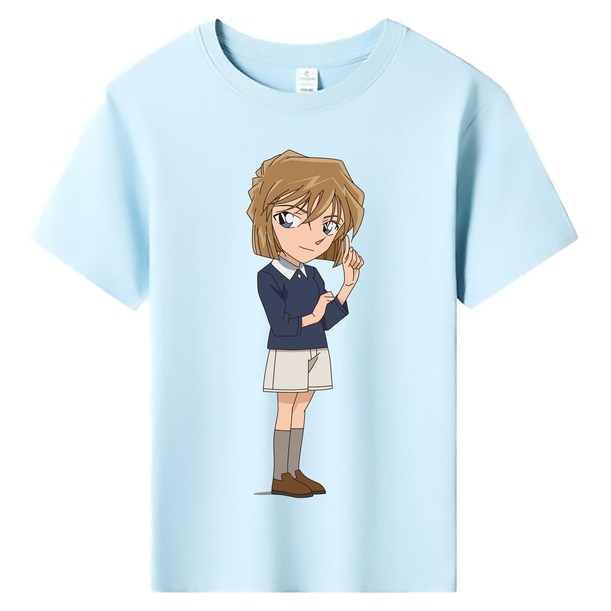 （画像用） 名探偵コナン 灰原 哀 はいばら あい Detective Conan Anita Hailey、Vi Graythorn Haibara Ai 綿100％キッズTシャツ（フロントプリント）
